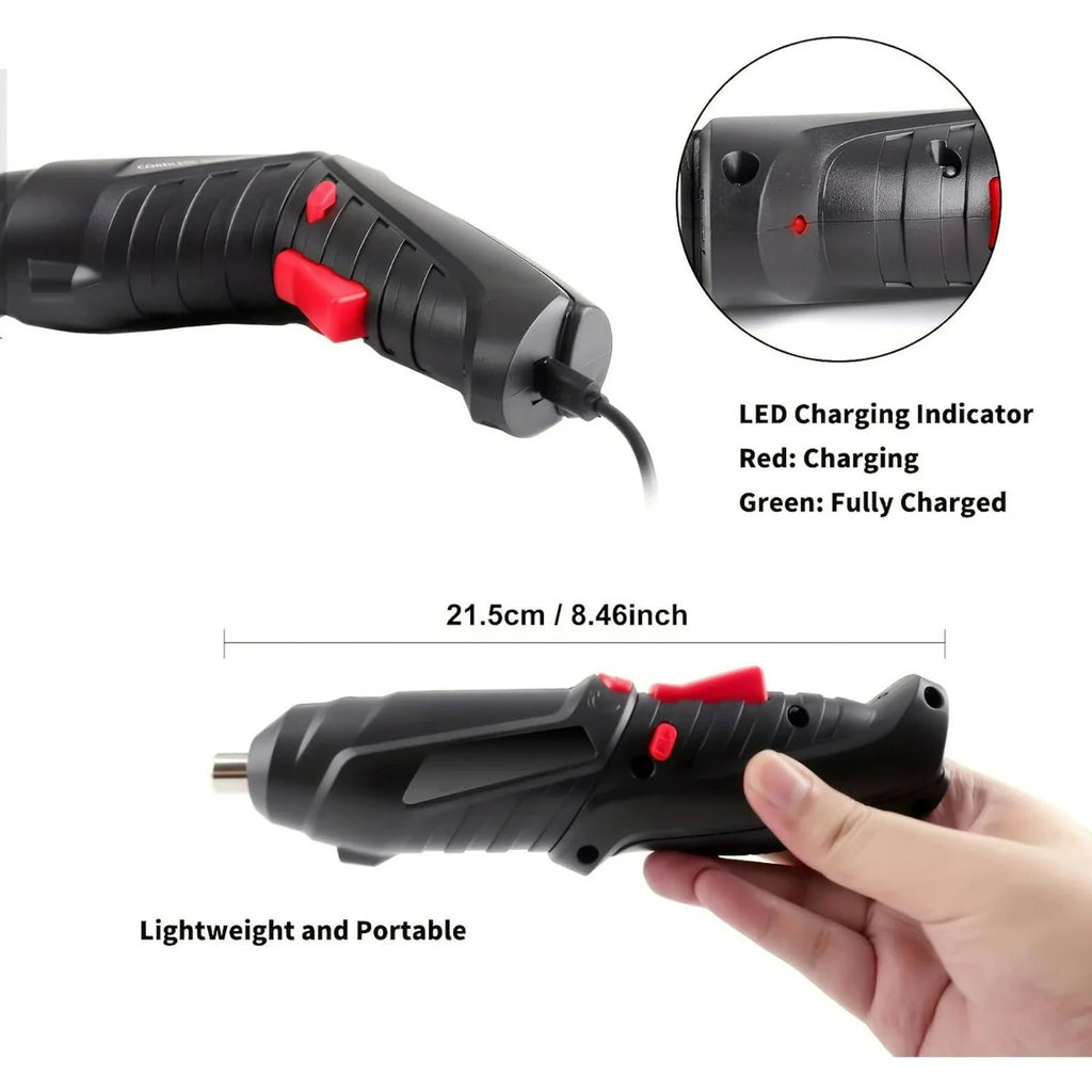 3.6V Cordless Electric Screwdriver Set USB Charging 3Nm Screw Gun with LED Light