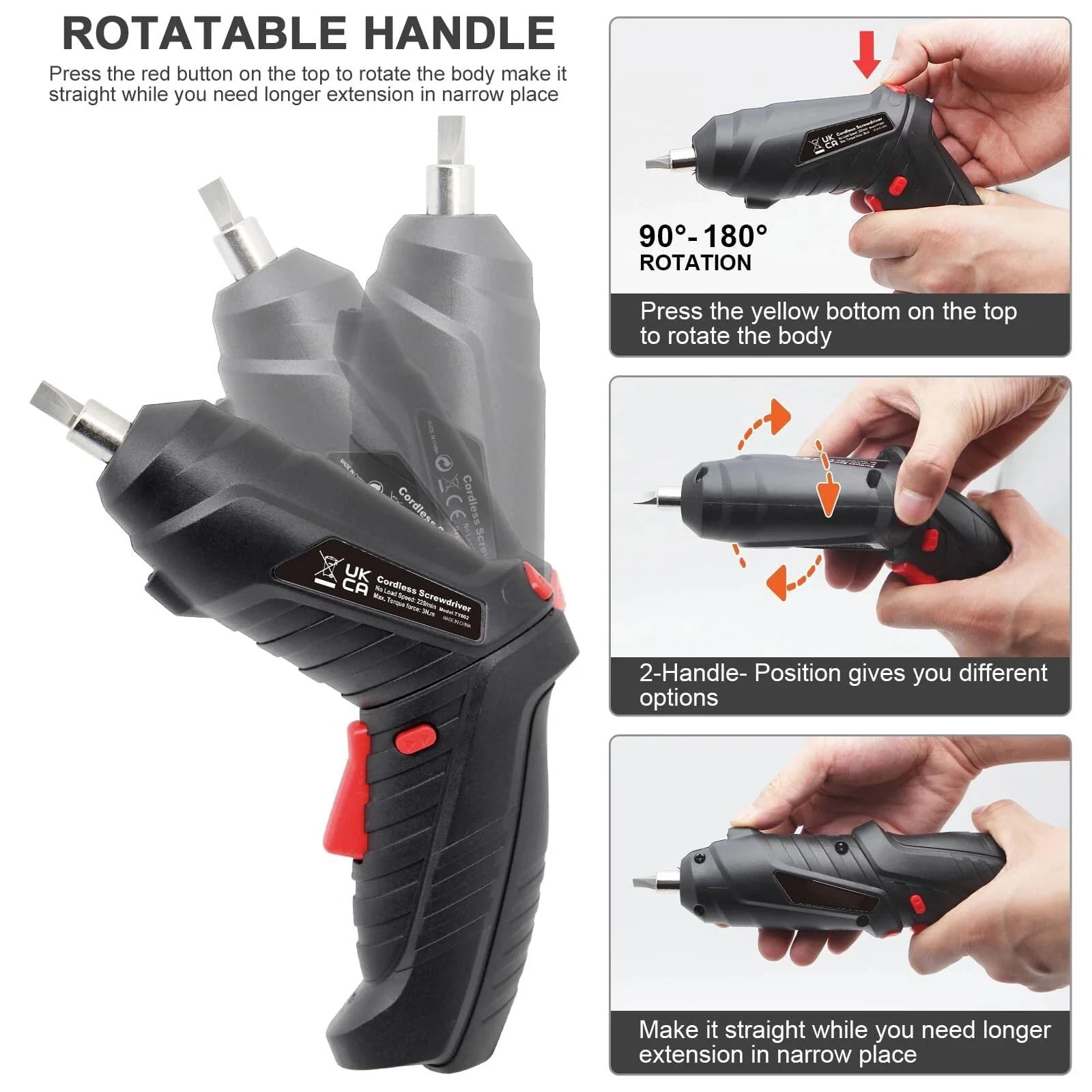 3.6V Cordless Electric Screwdriver Set USB Charging 3Nm Screw Gun with LED Light