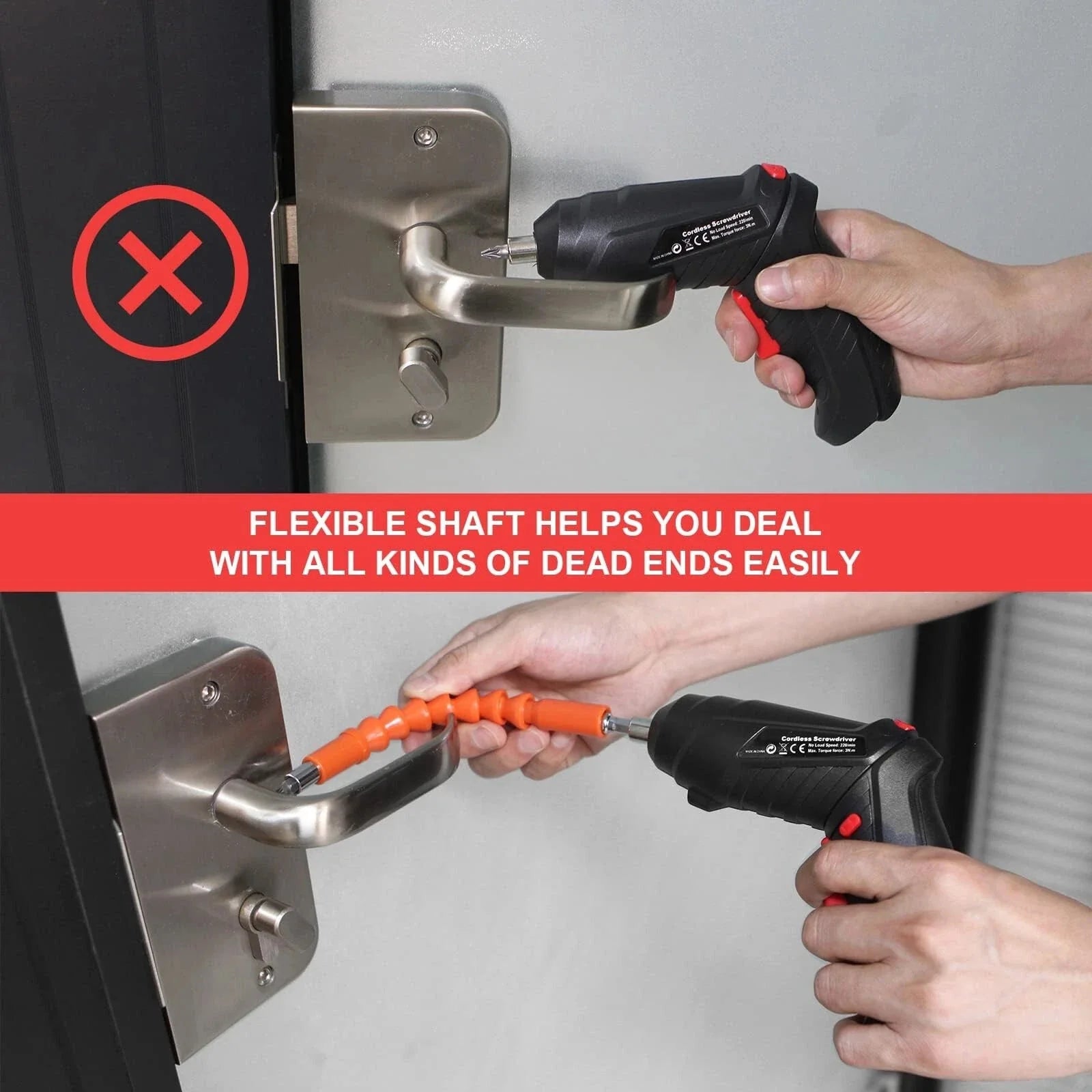 3.6V Cordless Electric Screwdriver Set USB Charging 3Nm Screw Gun with LED Light