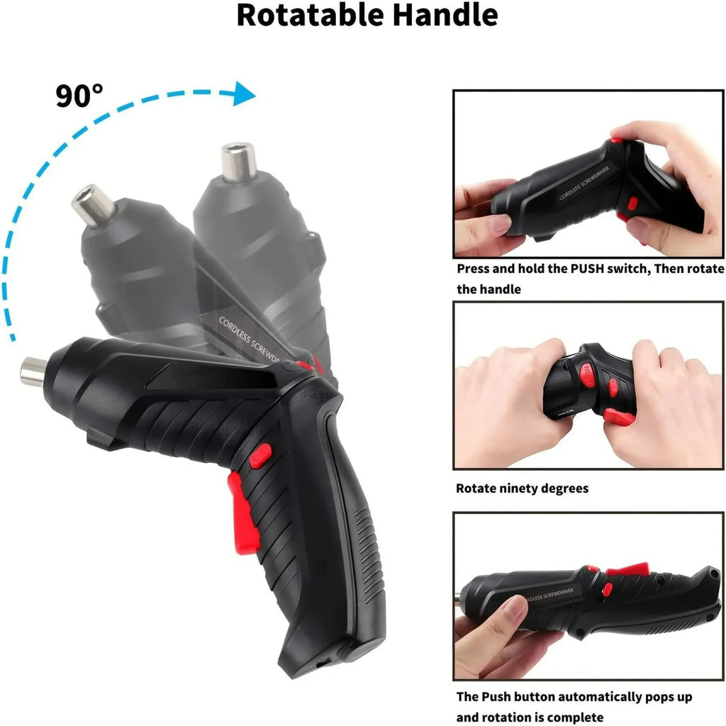 3.6V Cordless Electric Screwdriver Set USB Charging 3Nm Screw Gun with LED Light